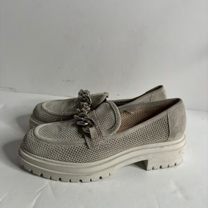 Napoleoni perforated Suede Italian Women's chunky lug sole Heeled chain Loafers
